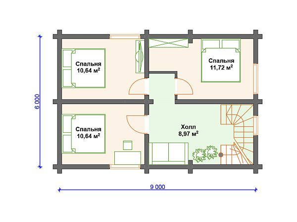Проект деревянного дома с 3 спальнями S4-93 (ДС-022)