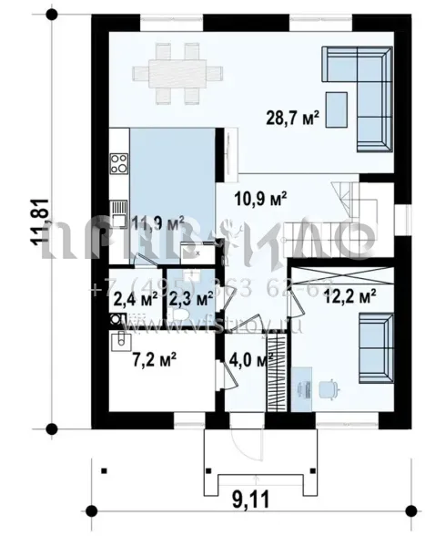 Проект с измененной планировкой, с плитным перекрытием S3-157 (Zx24 a v1 pk)