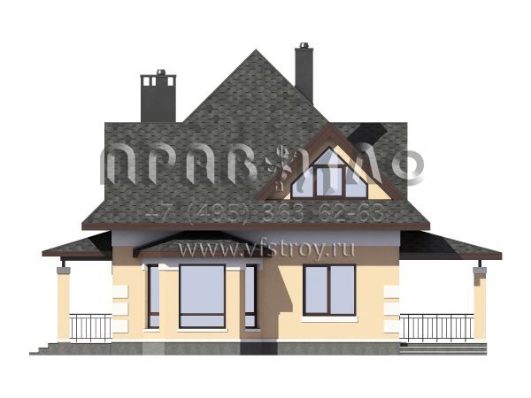 Проект квадратного в плане дома с гаражом и террасой S7-155 (3-27h)