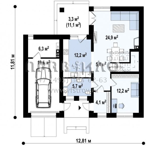 Проект современного функционального двухэтажного дома с гаражом и камином S3-163-10 (Zx24 v2)