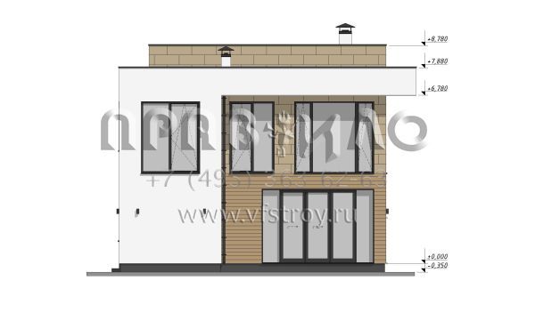 Проект коттеджа в стиле хайтек с гаражом на две машины  S-269