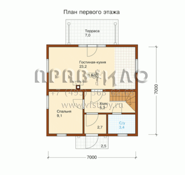 Проект маленького каркасного домика  S6-98 (F-098-1S)