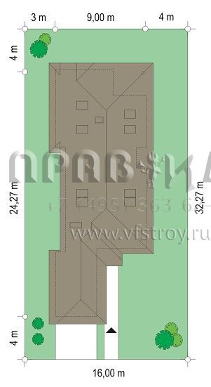 Проект керамоблочного дома для вытянутого участка S8-214 (Такса 2)