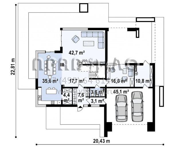 Проект комфортабельного двухэтажного особняка в стиле хайтек S3-312 (Zx127)