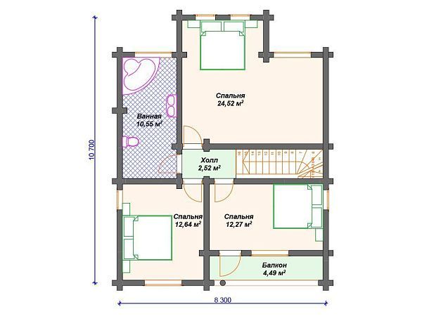 Проект деревянного дома из бревна 8 на 12 м с сауной S4-144 (ДО-054)