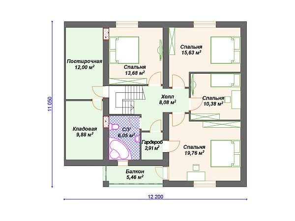 Проект каменного дома с гаражом S4-222 (К-079)