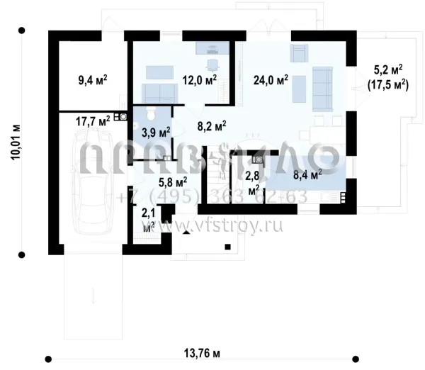 Проект комфортабельного Г-образного дома  S3-192 (Z125)