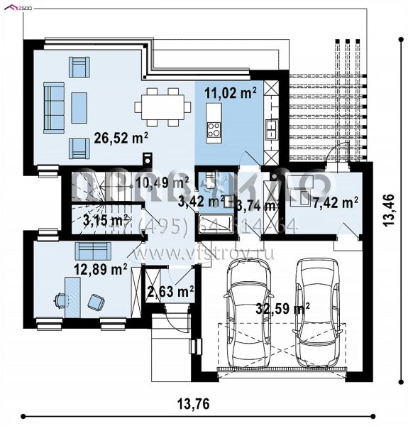 Проект современного двухэтажного дома с оригинальным дизайном и удобной планировкой S3-192-1 (Zx255)