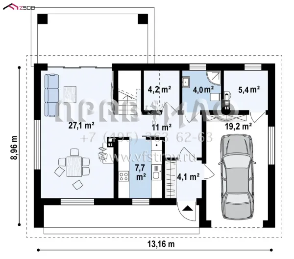 Проект современного мансардного дома с тремя спальнями и гаражом на одну машину s3-169-6 (Z353)