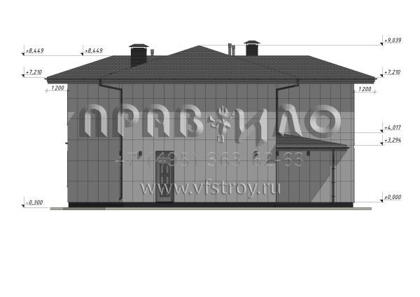 Проект стильного двухэтажного коттеджа со вторым светом в стиле Райт S-228-2