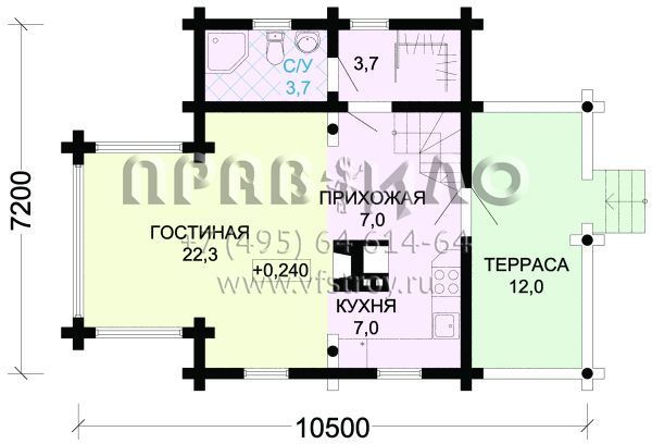 Экономичный загородный дом из дерева для сезонного проживания S7-87 (1-19)