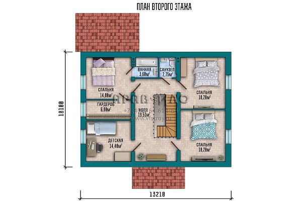 Проект дома c мансардным этажом, гаражом и навесом S2-199 (007-199-1МГ)