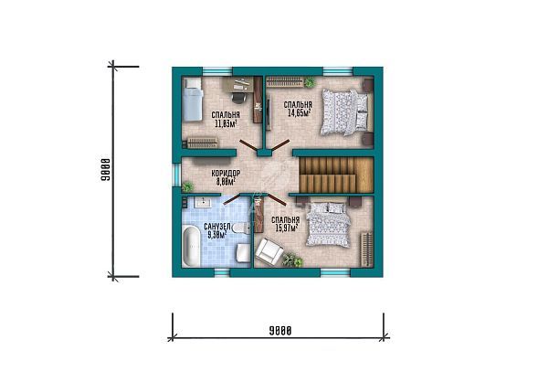 Проект со светлой штукатуркой и вальмовой крышей S2-120 (565-120-2)