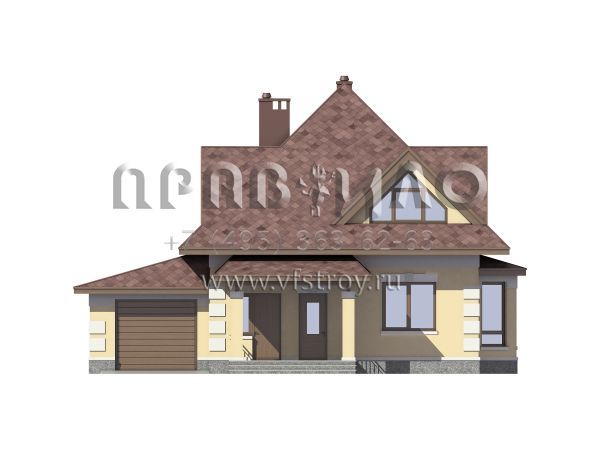 Проект небольшого дома из газобетона с шатровой крышей S7-132 (3-13b.1)