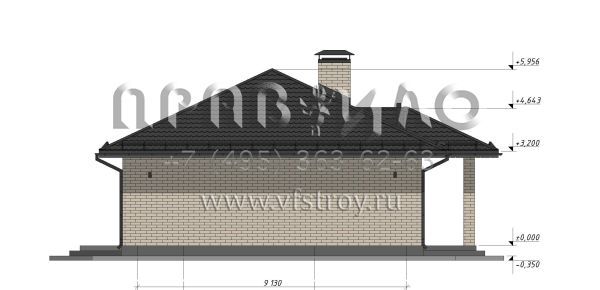 Проект одноэтажного дома с тремя спальнями S-104