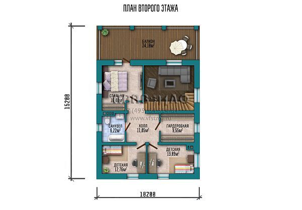 Проект дома с большой террасой и роскошным балконом на мансарде S2-229 (232-229-1М)