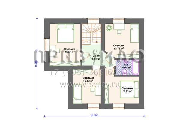 Проект каменного дома с мансардой и террасой S4-152 (К-018)