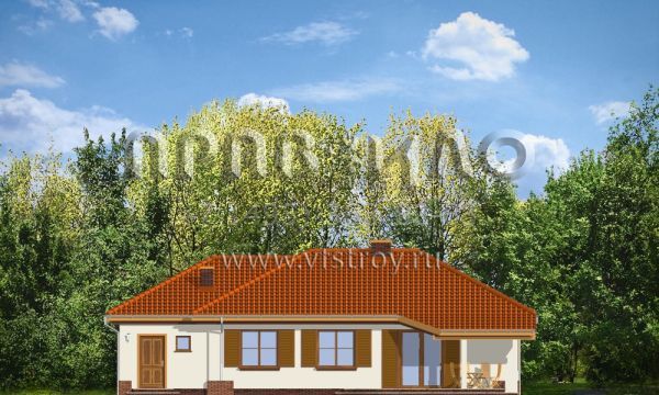 Проект одноэтажного газобетонного дома S8-154 (Четыре угла 2)