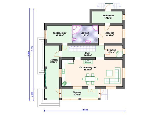 Проект комбинированного дома с мансардой S4-275 (А-015)