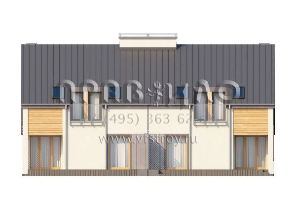 Проект таунхауса с гаражом на две квартиры  S3-158-3 (ZB4)
