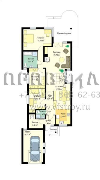 Проект керамоблочного дома для вытянутого участка S8-214 (Такса 2)