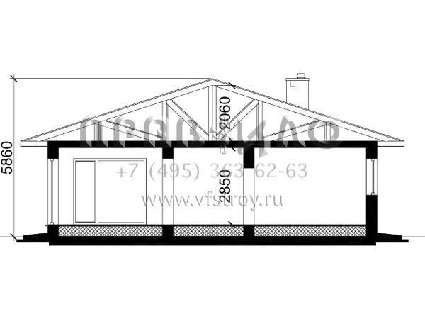 Проект одноэтажного дома из газобетона S7-111 (3-43)