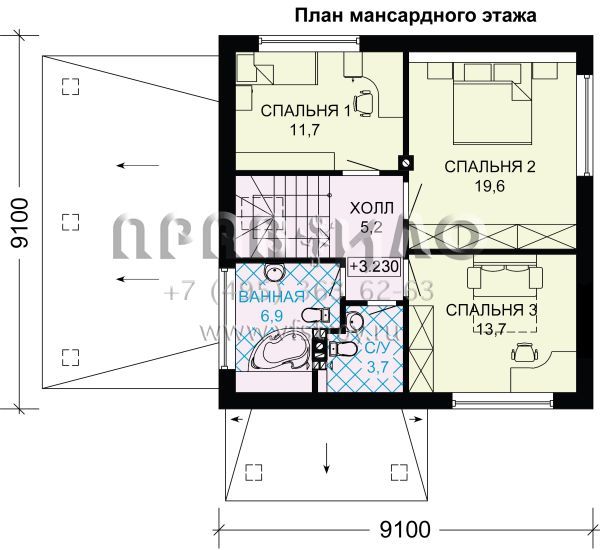 Проект экономичного загородного дома с навесом для автомобиля S7-134 (3-27c)