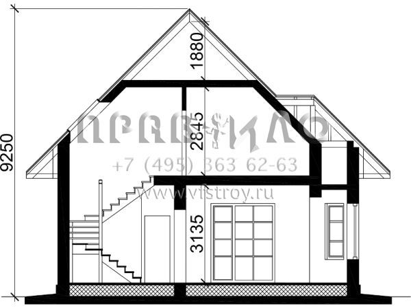 Проект экономичного дома из газобетона с шатровой крышей S7-123 (3-23)