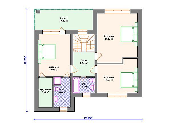 Проект каменного дома с навесом для машины S4-247 (К-163)