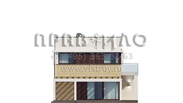 Проект дома с плоской кровлей и пристроенным гаражом  S3-126-1 (Zx63)