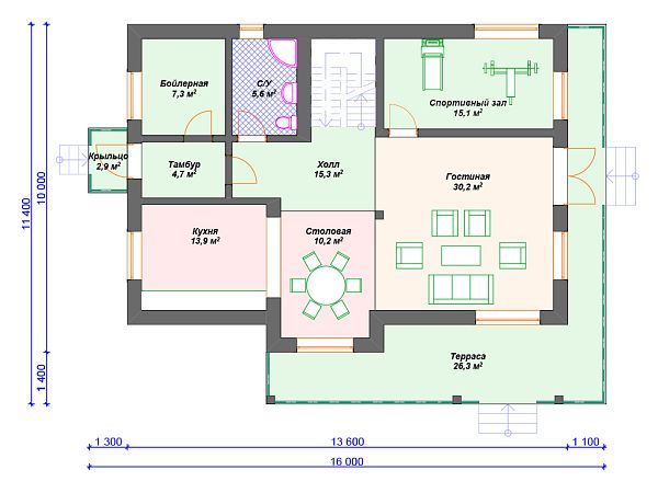Проект комбинированного дома S4-245 (А-009)