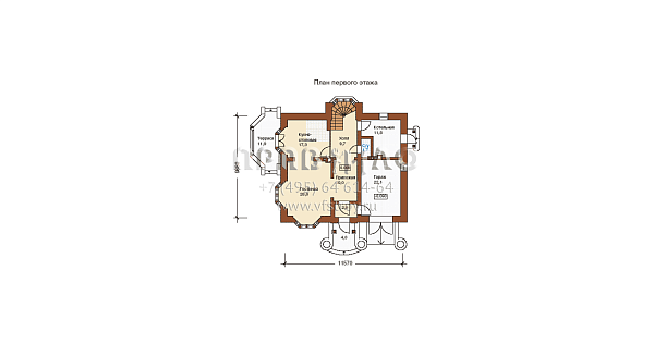 Проект двухэтажного коттеджа  K-203-1K