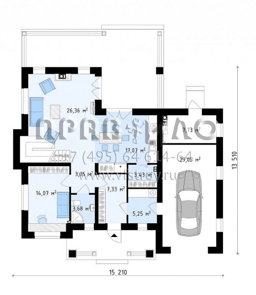 Проект классического двухэтажного дома с пристроенным гаражом S3-198-5 (Zz2 s)