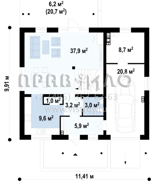 Проект комфортабельного дома с двускатной кровлей S3-177 (Z119)