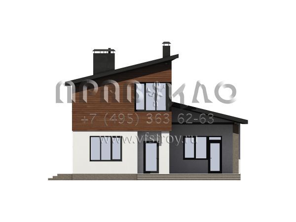 Проект современного загородного дома с отделкой штукатуркой и деревом S7-181 (5-08.1)