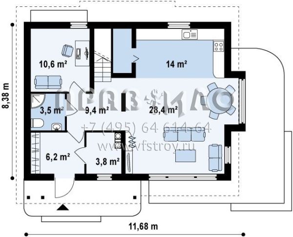 Проект функционального двухэтажного дома с мансардой  S3-147 (Z113)