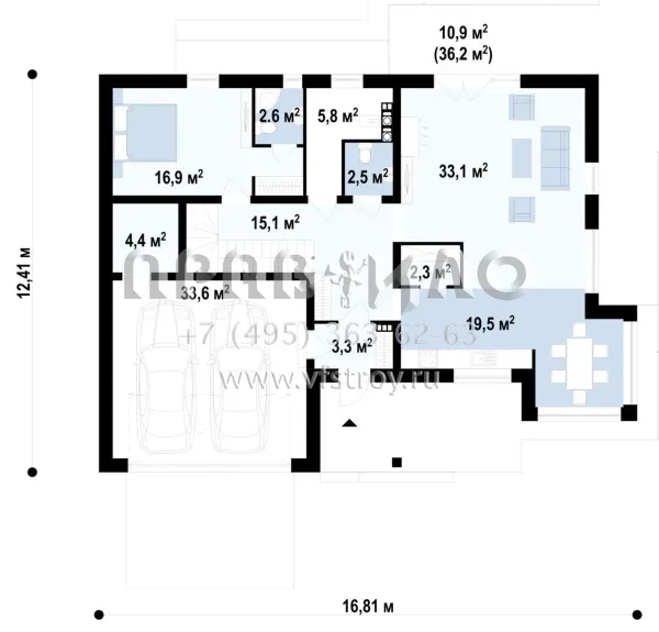 Проект классического коттеджа с гаражом на две машины  S3-282 (Z138)