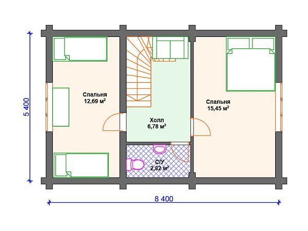 Проект деревянной бани SB4-78 (Б-077)