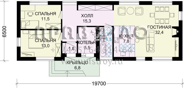 Проект одноэтажного загородного дома S7-95 (3-47а)