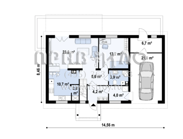 Проект коттеджа с тремя спальнями в мансардном этаже S3-166-5 (Z14 GP p)