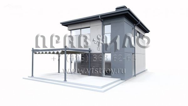 Проект небольшого двухэтажного дома с гостиной, тремя спальнями и уютной перголой  S3-97-2 (Z489)