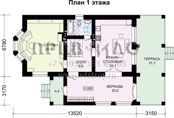 Проект кирпичного загородного дома с мансардой для узкого участка S7-209 (2-13)
