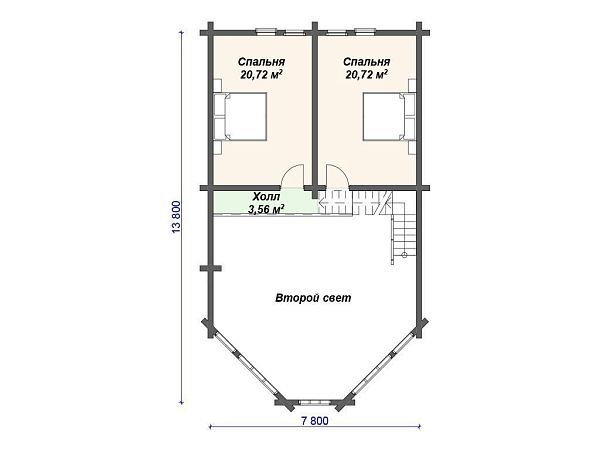 Проект деревянного дома из бревна с гаражом на 2 машины S4-230 (ДО-072)