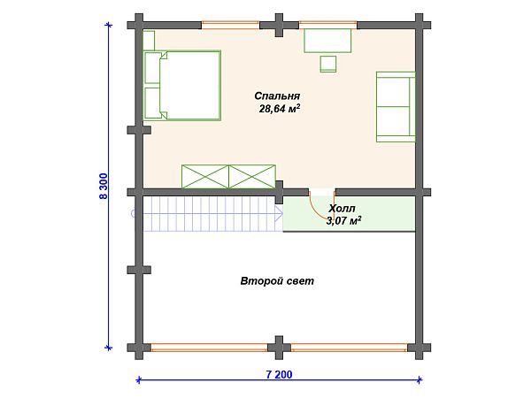 Проект деревянного дома с сауной и вторым светом S4-94 (ДС-032)