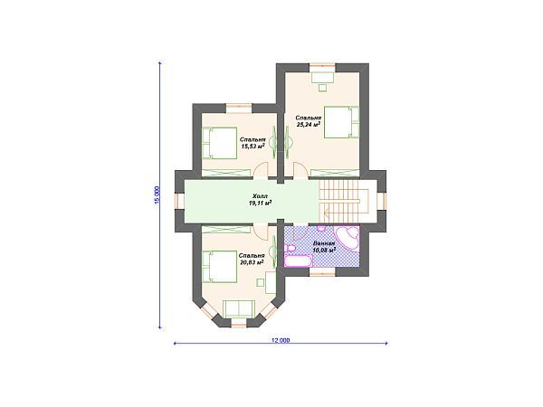 Проект каменного дома с гаражом на 2 авто S4-358 (К-013)
