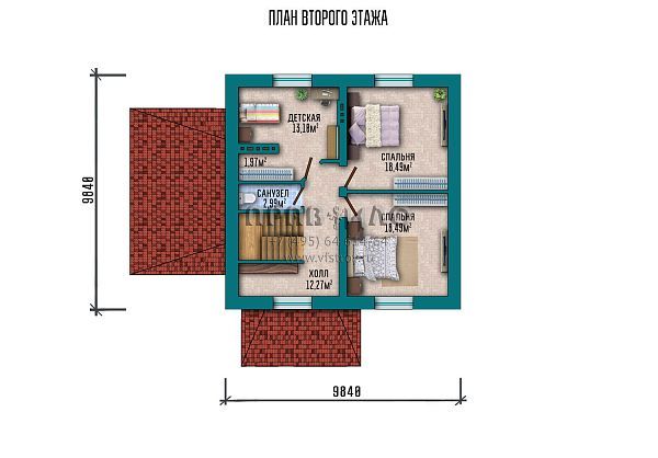 Проект компактного коттеджа под двускатной крышей с навесом для автомобиля и сауной S2-137 (079-137-1МГ)