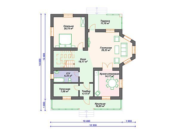 Проект дома с мансардой, 4 спальнями, эркером и террасой S4-233 (К-361)