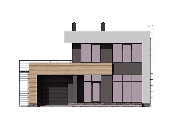 Двухэтажный дом с плоской эксплуатируемой кровлей и встроенным гаражом S7-187 (3-50)