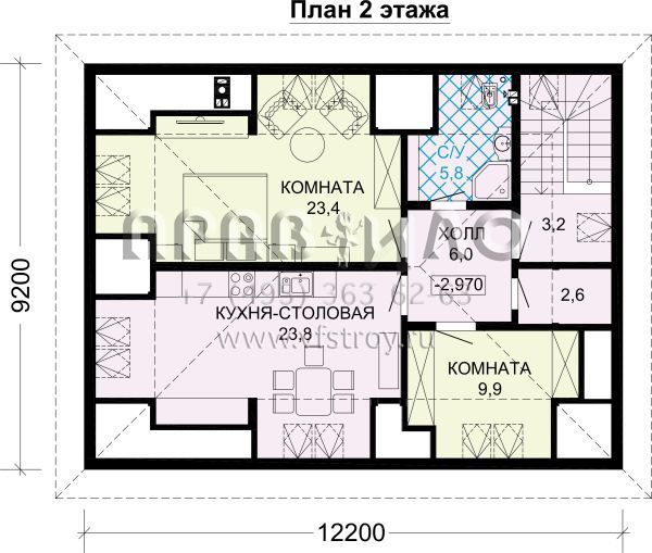 Проект гостевого дома (сторожки) с двойным гаражом S7-162(3-57)