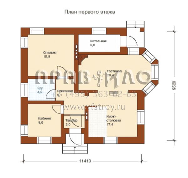 План небольшого уютного коттеджа S6-085(F-085-1K)